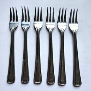 Set of 6 Vintage Japanese Dessert Forks - 5.5" Stainless Steel - Flatware Set
